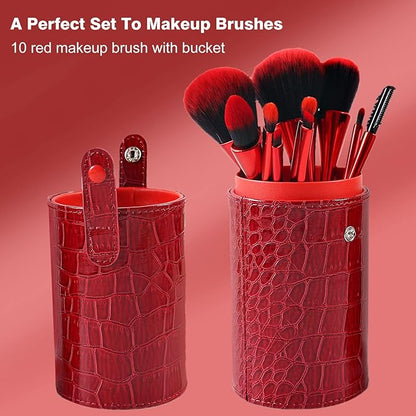 Makeup Brushes Set Makeup Foundation Brush Advanced Foundation Blush Contour Foundation Concealer Eye Shadow Brush Makeup Set (Red)