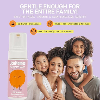Mousse for Effective Treatment - Salon-Approved Eliminator Formula for Stubborn Infestations Without Harsh Chemicals- Dissolves Nit Glue for Easy Hair Care, Ideal for All Ages