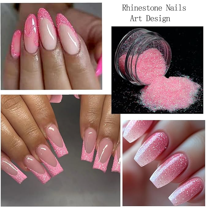 Nail Art Rhinestones Pink Nail Charms Resin Clear Jelly Rhinestones Pearls Glitter Supplies Crystal Gems Bubble Bead Accessories for Women Manicure Decorations Design