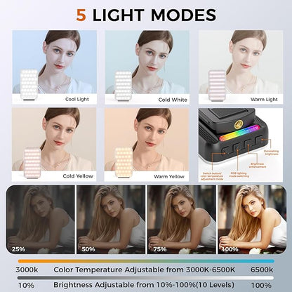 Selfie Light for Phone, Rechargeable Ring Light Clip for iPhone & Android, Portable Phone Light for Video Recording, Vlogging, Makeup, Photography