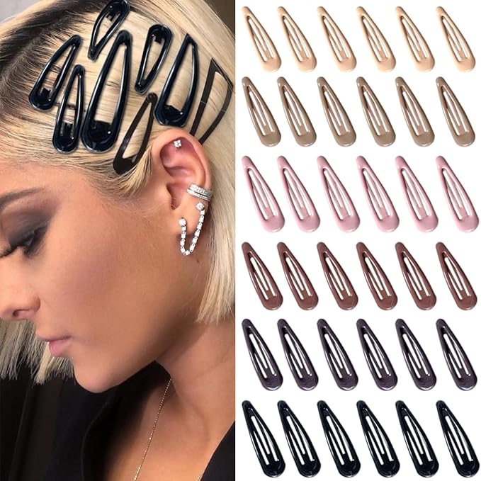 36 PCS 2 Inch Metal Snap Hair Clips Water Drop No Slip for Women & Girls,Strong Hold Matte Hair Clips for Thick Hair & Thin Hair,Hair Barrettes for Women.Metal Snap Clips Accessories