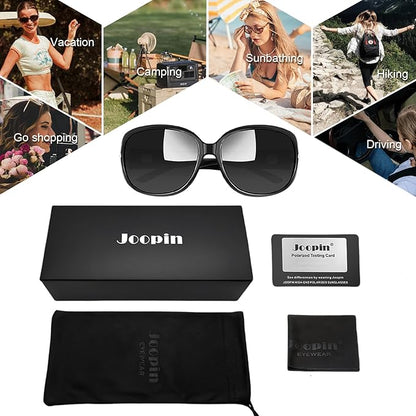 Joopin Big Womens Sunglasses Polarized Trendy Sun Glasses Large Rectangle UV Protection Rhinestone Sunnies