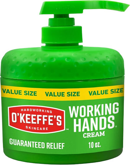 O'Keeffe's Working Hands Hand Cream in a Pumpable Jar for Extreme Dryness – 10oz Pump (1 Pack) - Repairing Skincare for Cracked, Dry Hands