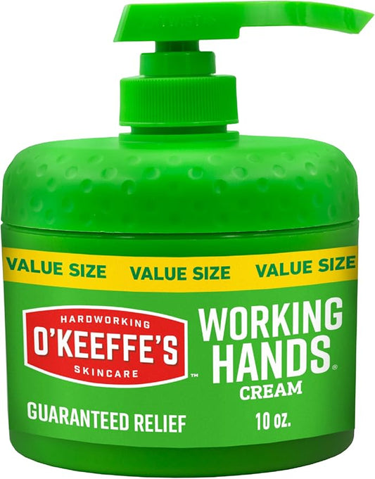O'Keeffe's Working Hands Hand Cream in a Pumpable Jar for Extreme Dryness – 10oz Pump (1 Pack) - Repairing Skincare for Cracked, Dry Hands