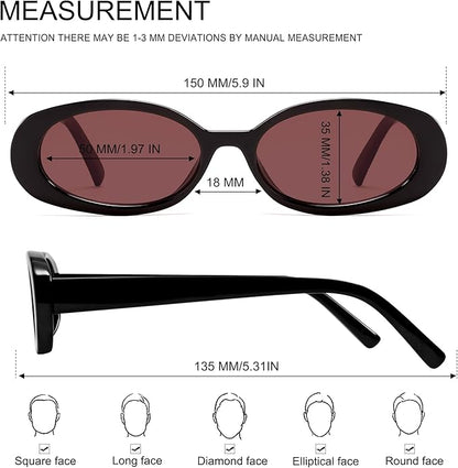 VANLINKER Polarized Retro Oval Sunglasses for Women and Men Small 90s Style VL9580