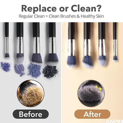 Alyfini Electric Makeup Brush Cleaner Machine, Powerful Friction Removes Residue on Make up Brushes Set/Sponge/Powder Puffs, Efficient Cleaning, Portable Spinning Washer, Save Cleanser & Shampoo