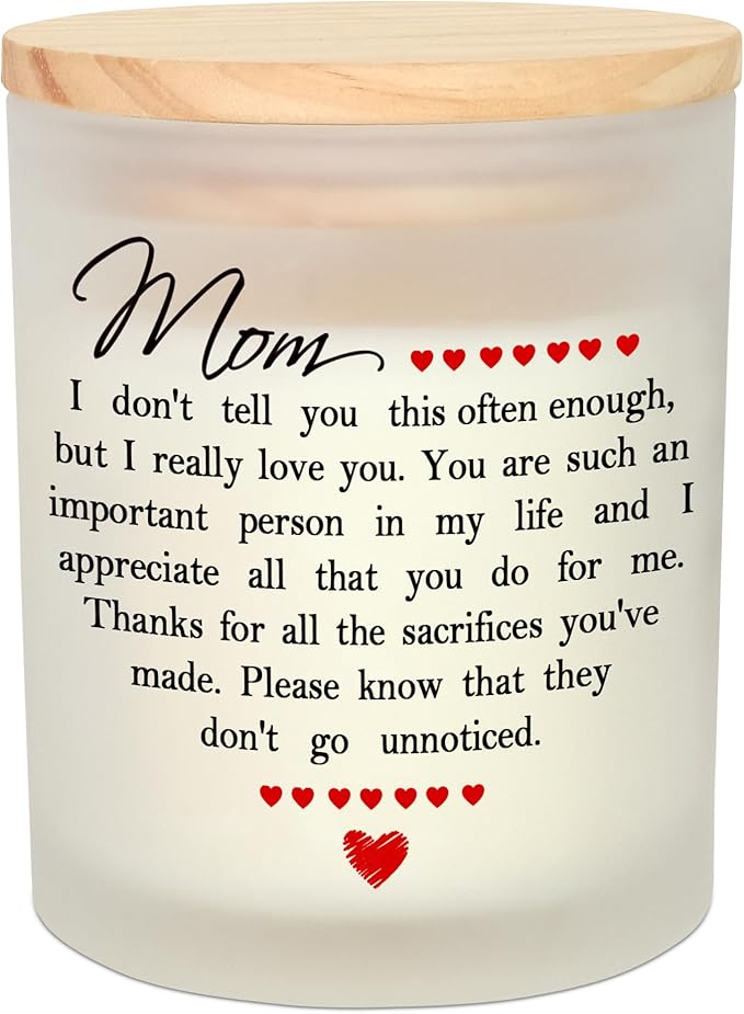 TEEZWONDER Mothers Day Gifts for Mom from Daughter Son - Long Lasting Vanilla Lavender Candle 10 oz - Mom Birthday Gifts for Women Mama, Present for Stepmom Mother-in-Law
