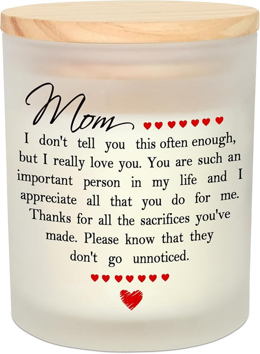 TEEZWONDER Mothers Day Gifts for Mom from Daughter Son - Long Lasting Vanilla Lavender Candle 10 oz - Mom Birthday Gifts for Women Mama, Present for Stepmom Mother-in-Law