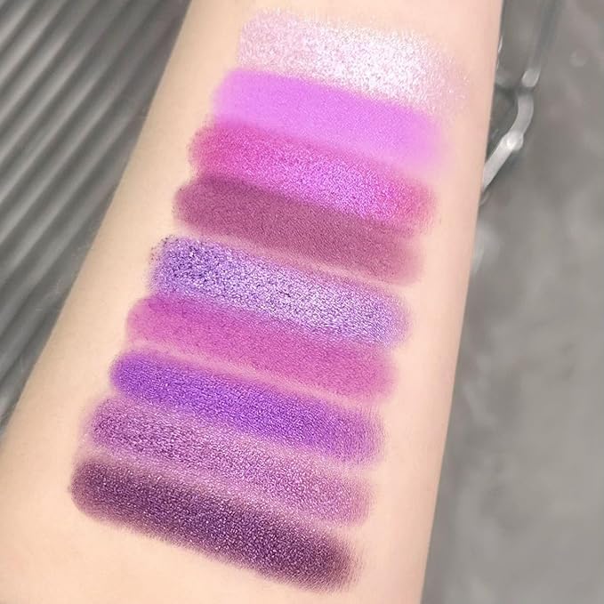 9 Colors Eyeshadow Palette - Purple Eyeshadow Theme, High Pigmented Blendable Matte & Glitter Shimmer Finishes, 24-Hour Long Lasting Mauve Eye Makeup for Christmas & Music Festivals(Purple)