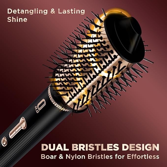 5 in 1 High-Speed Hot Air Styler - Professional Frizz-Free Hair Dryer Brush with Negative Ions, Fast Drying Blow Dryer Brush, No Heat Damage, Auto-Wrap Curl, Volumize, Straighten