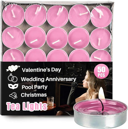 Pink Tealight Candles Bulk - Tea Candles Lights Mini Votive Candle with Cotton Wick for Home,Pool,Shabbat,Wedding,Emergencies,Halloween,Christmas,Thanksgiving