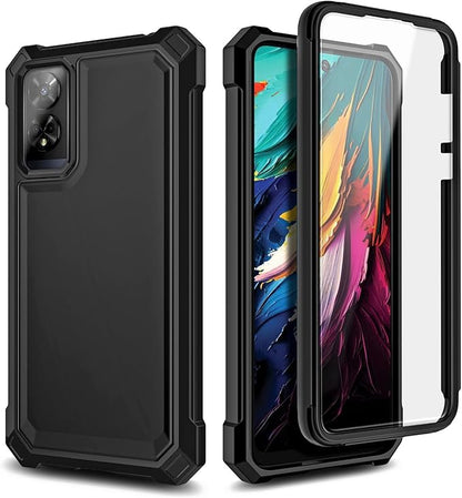Designed for TCL 50 XE 5G Phone Case, 50 XE NXTPAPER 5G Case with Screen Protector, [Raised Corners Drop Protection] Full-Body Protective Shockproof Rugged Bumper Cover (Black)