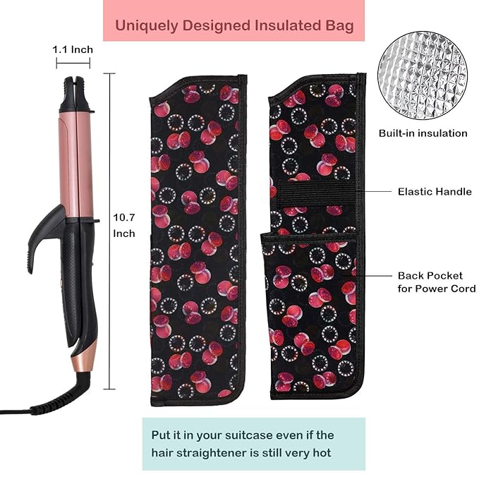 2 in 1 Flat Iron Curling Iron in One, Travel Hair Straightener and Curler Dual Voltage Mini Straightener Curler Combo with 1 Inch Ceramic Plate Rose Gold