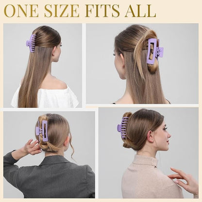 Purple Hair Clips for Women - 8 Pack 4.3 Inch Large Hair Claw Clips for Women Thin Thick Curly Hair, Big Matte Banana Clips,Strong Hold jaw clips
