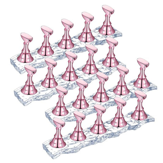 4 Set Nail Holder Stand - Display Fake Wave Shape Acrylic Nails, Magnetic Holder & Practice Station