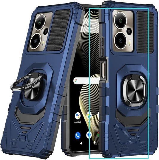 for Cricket Outlast 5G 2024 Case/AT&T Motivate Pro 5G Case with Screen Protector,Dual Layer Military Grade Protection with Ring Stand Phone Case for Cricket Outlast 5G/ATT Motivate Pro 5G Blue