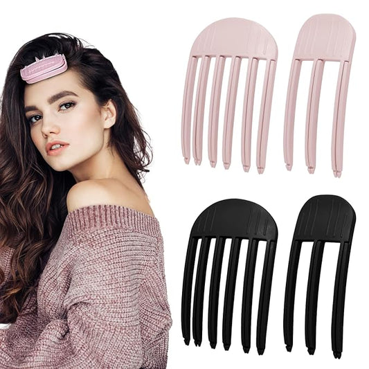 4Pack Hair Volume Clips ，Volume Hair Clips for Fluffy Bangs, Easy High Crown Volumizing Hair Clips for Women，Root Clips for Curly Hair Volume Tool Natural Voluminous Look. (2Pink+2Black)