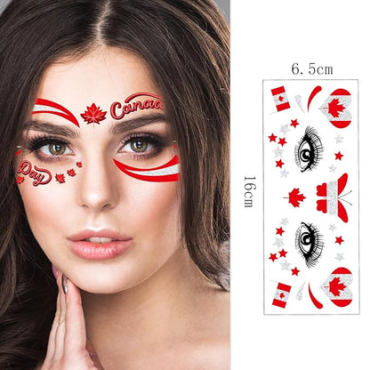 10 Sheets 4th of July Flag Temporary Tattoos Stickers Face Eye Body Makeup Red Maple Leaf Star Hat Heart Butterfly Patriotic Party Decor Supplies
