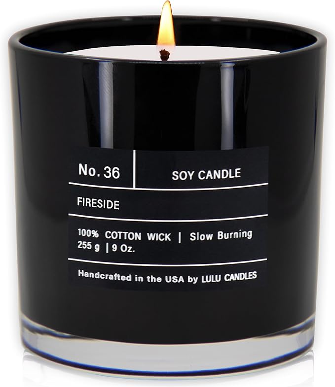 Lulu Candles | Fireside | Smells Like a Bonfire | Luxury Scented Soy Jar Candle | Hand Poured in The USA | Highly Scented Long Lasting (9 Oz.)