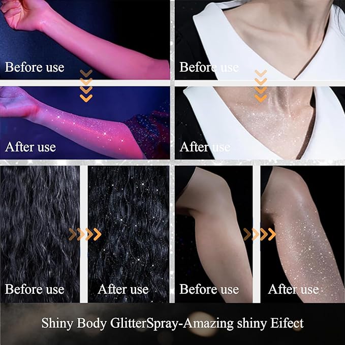 1PC Glitter Spray for Hair and Body, Hairspray for Clothes, Long-Lasting Body Shimmer Spray Silver Glitter Hairspray Suitable for Stage, Festival Rave and Makeup Prom