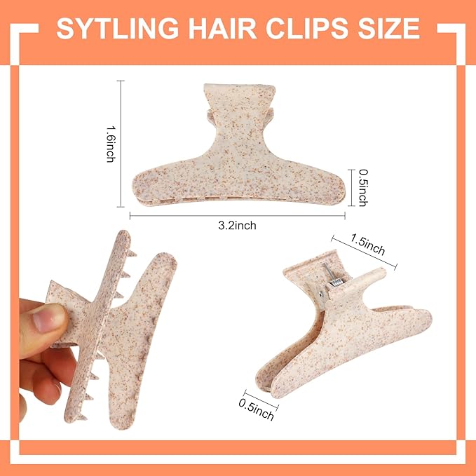 Ondder Beige Butterfly Hair Clips for Styling Sectioning Pro Salon Butterfly Plastic Claw Clips Hair Styling Clip Barber Clips for Cutting, Coloring Hair, Hair Accessories for Women Girls