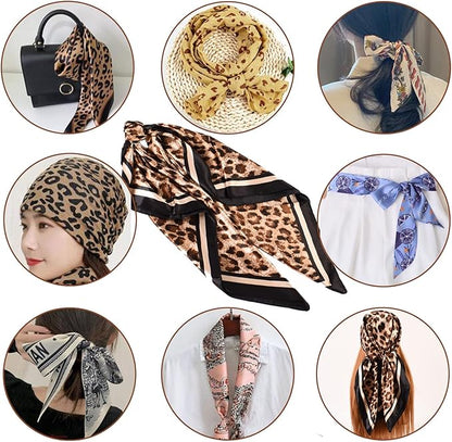 35 x 35 Women's Fashion Pattern Large Square Silk Like Hair Scarf Head Sleeping Wrap Satin Neck Bandana for Gift…