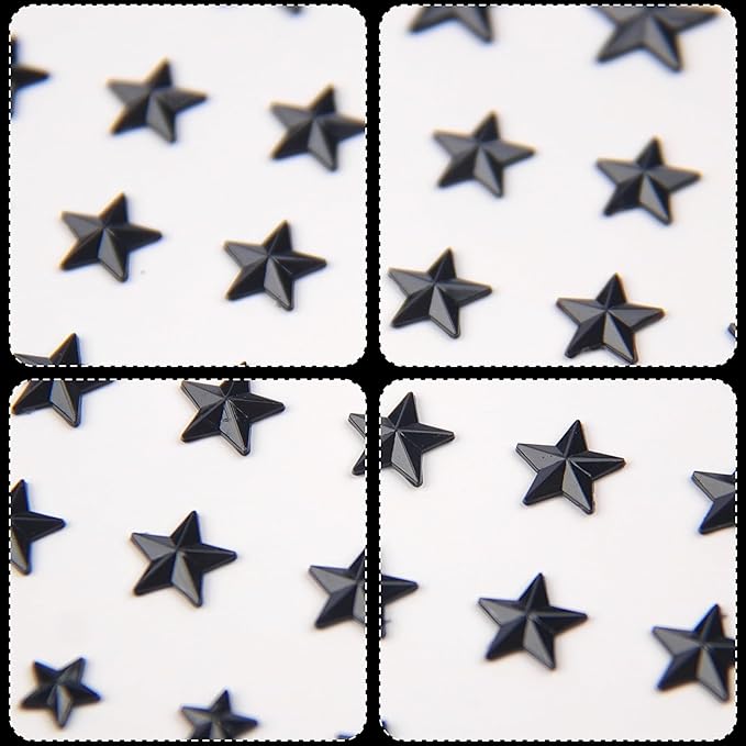 264Pcs Star Face Gems Eye Gems, Self-Adhesive Face Jewels Rhinestones 5/7/10 mm DIY Face Gems Stick on, Patriotic Makeup Gems Rave Accessories for Face Eyes Hair Makeup Body, Crafts (Black-Star)