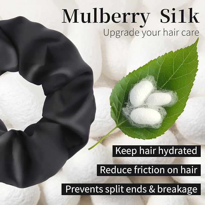 5 Pcs, Black Silk Hair Scrunchies,Gifts Ideas - Mothers Day Gifts from Daughters, Funny Gifts for Mothers Day Mon Grandma Girlfriend