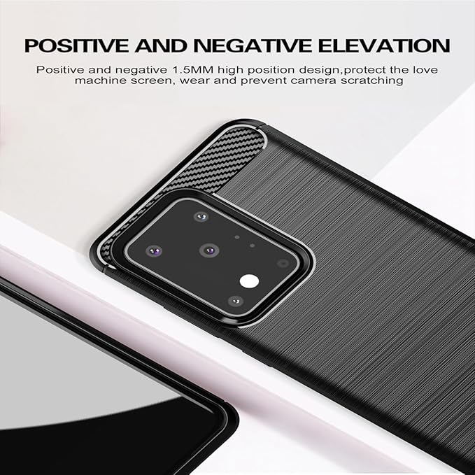 for Samsung Galaxy S20 Ultra Phone case, Shockproof, Scratch Resistant Carbon Fiber Jacket, Soft TPU, for Galaxy S20 Ultra case (Black)