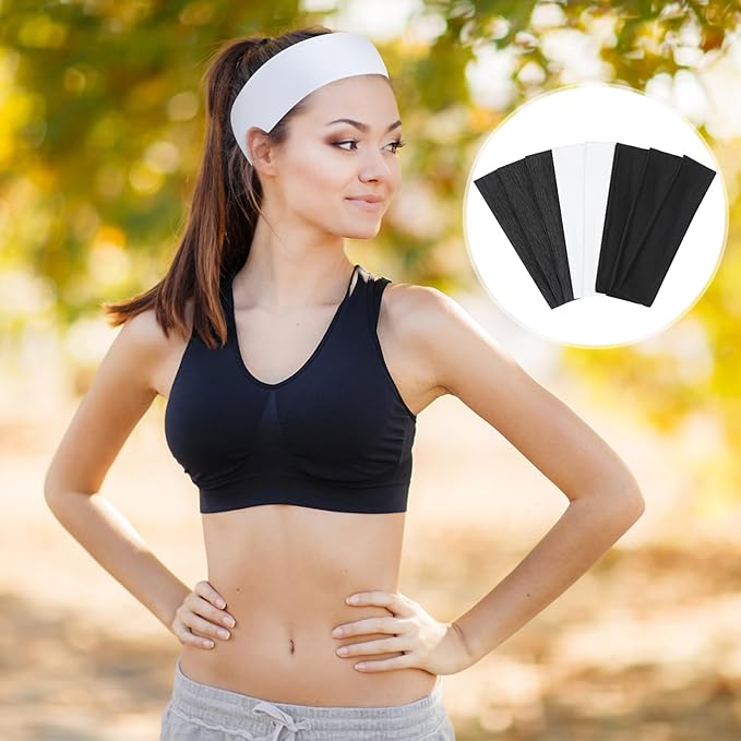 8 Pack Sport Headbands for Women, Elastic Soft Fabric Non-Slip Hair Bands Hair Warp for Daily Workout Yoga Running Sports