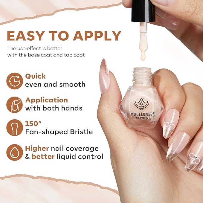 modelones Nail Polish Set, 6 Colors Pearl White Pink Nude Mini Nail Polish Set,Wedding Shimmer Champagne Nail Quick Dry Art DIY Home Salon Nail Art Manicure Gift for Women Girls