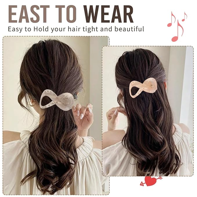 4 PCS French Concord Flat Hair Clips for Women 3.35 Inch Curved Hair Claw Clips Alligator Hair Barrettes Volume No Slip Grip Strong Hold Banana Hair Clamps Jaw Clips Styling Hair Accessories
