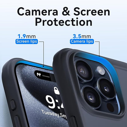 Mkeke for iPhone 15 Pro Max Case Black, [Not-Yellowing] with 2X Screen Protector, [Military-Grade Drop Protection] Shockproof Protective Phone Cases 2023