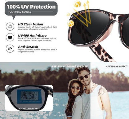 MEETSUN Classic Polarized Sunglasses for Women Men Trendy Retro Sun Glasses for Driving UV Protection (3 Pack)