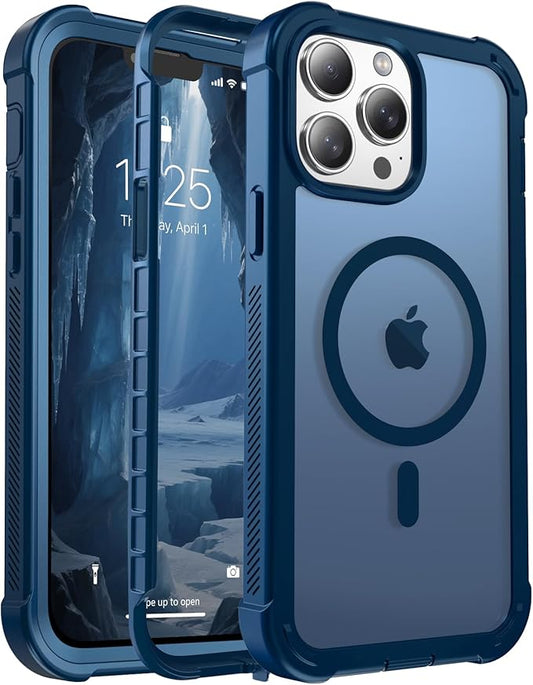 for iPhone 13 Pro Max case, with [Compatible with MagSafe][Military Grade Drop Protection][Heavy Duty Protection][Non-Slip][Shockproof] with 2-Layer Durable Bumper Phone Case 6.7''-Deep Blue