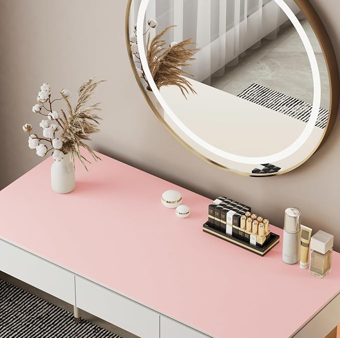 39.37"" * 15.7"" Large Makeup Mat for Vanity Top Protector,Cover Work Table Waterproof, Non-Slip Pad for Makeup Vanity. (Pink)