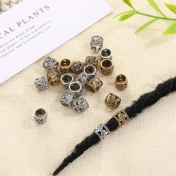 100 PCS Silver Hair Jewelry for Braids Loc Jewelry for Hair Accessories Hair Cuffs for Braids Dreadlock Beads for Women
