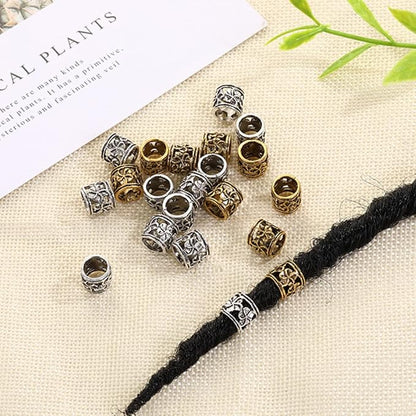 100 PCS Silver Hair Jewelry for Braids Loc Jewelry for Hair Accessories Hair Cuffs for Braids Dreadlock Beads for Women