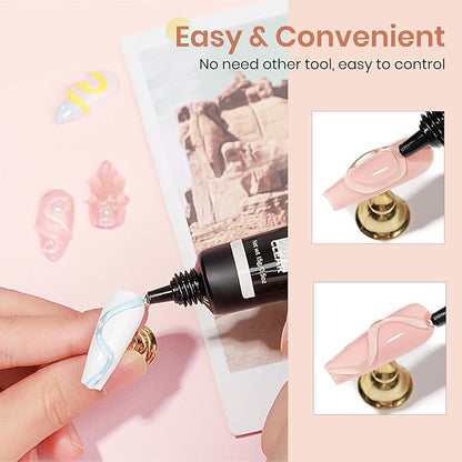 MIZHSE 3D Nail Gel, 2 Pcs Clear 3D Nail Art Sculpting Gel for Nail Art, No Wipe Molding for Nails Decoration Manicure Charms DIY at Home Manicure