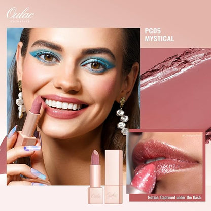 Oulac Moisturizing Pink Lipstick Set - 2PCS Vegan Tinted Lip Balm with Nourishing & Hydrating Formula for Soft, Radiant Lips, PG03+PG05