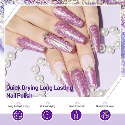 10ml 6 Colors Nail Polish Set Glitter Dark Green Glitter Pink Deep Blue Series Nail Polish Gifts for Women