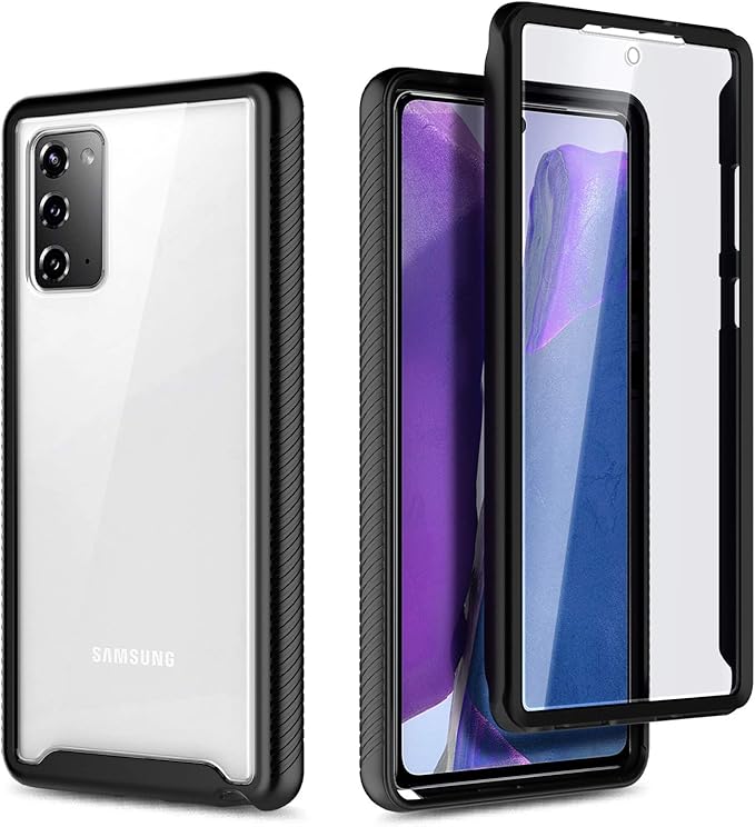 NZND for Galaxy Note 20 Phone Case with [Built-in Screen Protector], Full-Body Shockproof Protective Rugged Bumper Cover Impact Resist Case for Samsung Note 20 Black