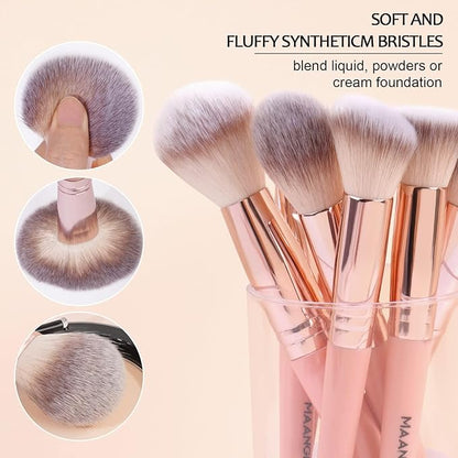 MAANGE 38 Pcs Makeup Brush Set Premium Synthetic Make Up Brushes Soft Foundation Powder Eyeliner Eye Shadow Makeup Brushes Professional Makeup Tool Set (Pink)
