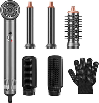 Air Styler Ionic Hair Dryer Brush 6 in 1 Blow Dryer Brush Ions, Detachable Hair Styler Tools, Auto Wrap Curler, High Speed Multi-Hot Air Styler for Drying, Straightening and Volumizing