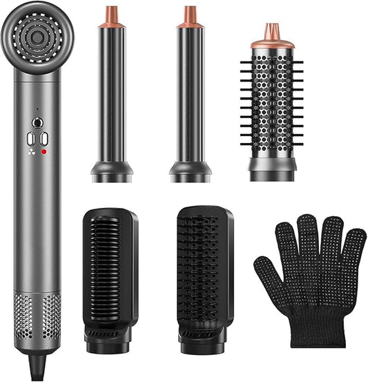 Air Styler Ionic Hair Dryer Brush 6 in 1 Blow Dryer Brush Ions, Detachable Hair Styler Tools, Auto Wrap Curler, High Speed Multi-Hot Air Styler for Drying, Straightening and Volumizing