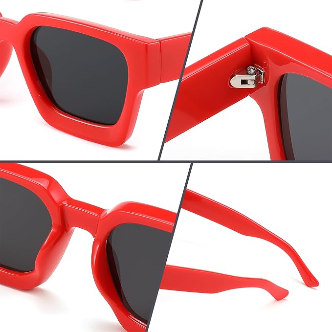 FEISEDY Retro 90s Square Sunglasses for Women Men Trendy Chunky Rectangle Sunglasses UV400 Protection B2385
