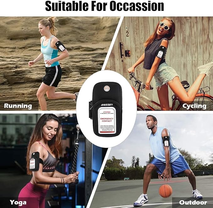 Phone Holder for Running Workout Exercise Sports Phone Arm Bands Pouch Bag, Running Armband for iPhone16 15 14 13 12 11 Pro Max XS XR X Plus Samsung Galaxy Up to 6.9"