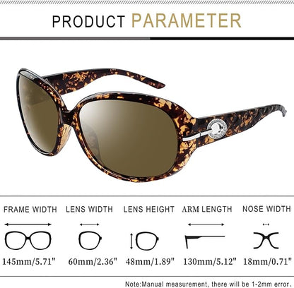Joopin Big Womens Sunglasses Polarized Trendy Sun Glasses Large Rectangle UV Protection Rhinestone Sunnies