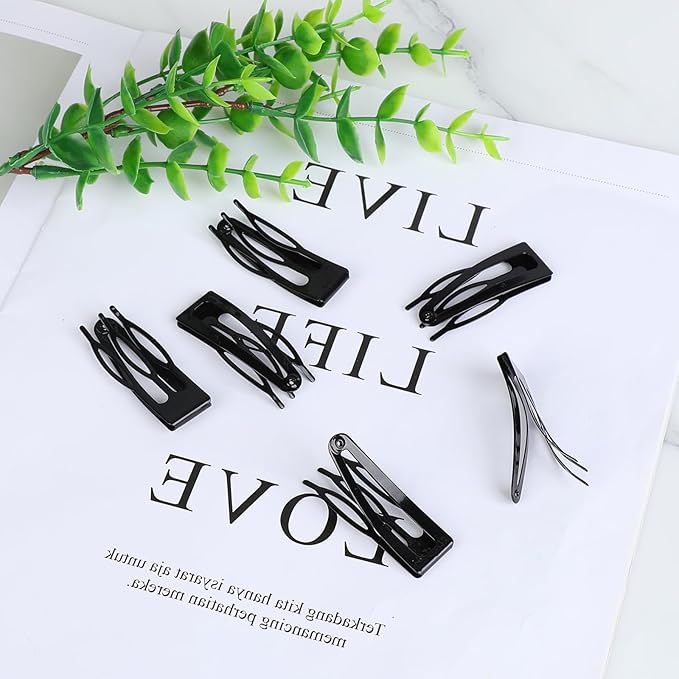 24Pcs Double Grip Hair Clips Metal Snap Hair Clips for Women Small Hair Barrettes Accessories for Women Making Salon(Black)