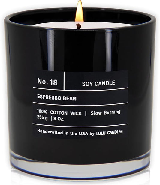 Lulu Candles | Espresso Bean | Luxury Scented Soy Jar Candle | Hand Poured in The USA | Highly Scented & Long Lasting (9 Oz.)